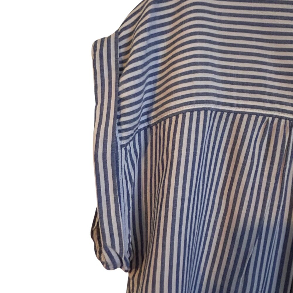 Classic Coastal Stripe Button Front Blouse | LOFT | Size Small - Picture 6 of 10